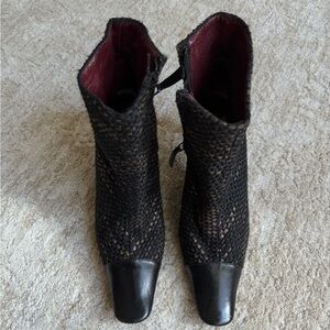 CHANEL Vintage Tweed Woven Ankle Boots